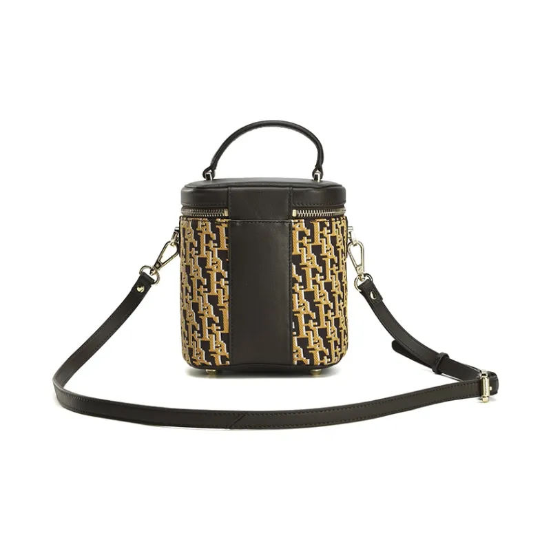 FILA Cow Leather Bucket Bag, Crossbody Bag, Handbag Trumpets Women's Rock Brown-2