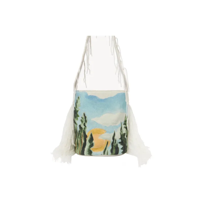 Chloe Wool Knitted Nappa Lambskin Bucket Crossbody Bag Shoulder Bag Women's White-2