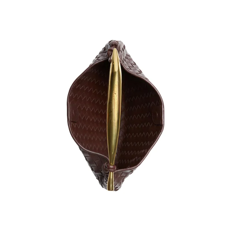 Bottega Veneta Sardine Intrecciato Top Handle Small Bitter Chocolate-3