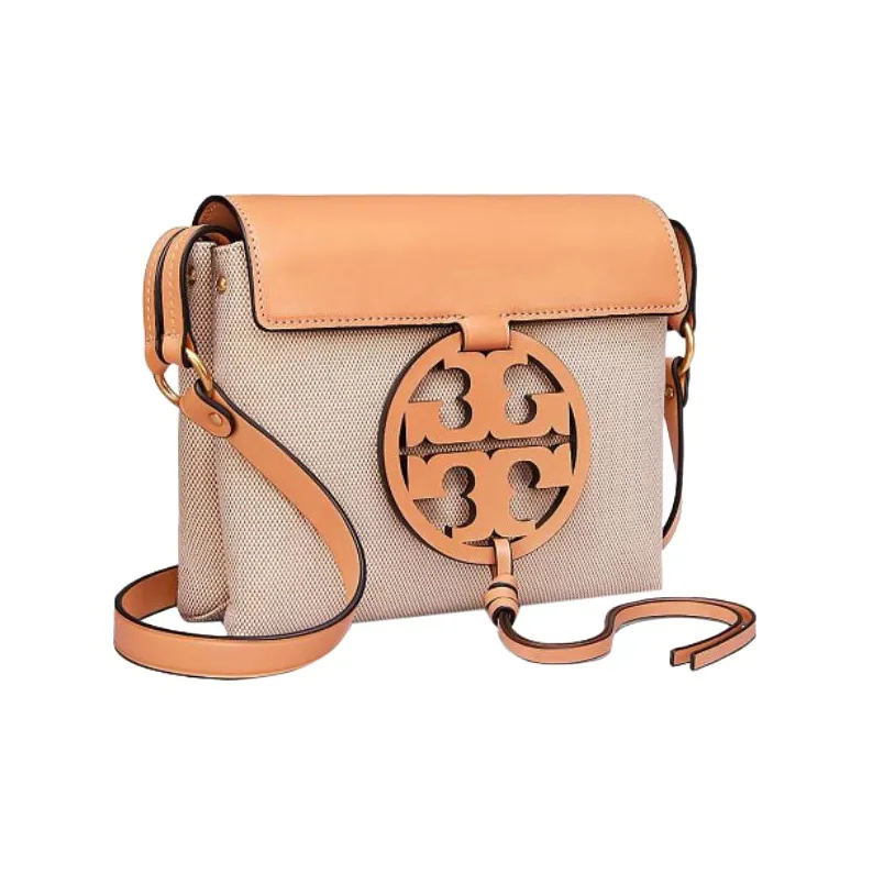 TORY BURCH Miller Canvas With Leather Canvas Shoulder Bag, Crossbody Bag Women's Sunset Yellow Color-1