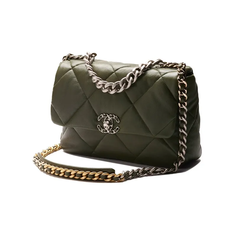 CHANEL 22K Fall And Winter 19Bag Lambskin Shoulder Bag, Crossbody Bag Tubas Women's Olive Green-1
