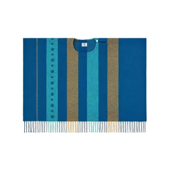 HERMES Wool Cashmere Shawl Kids' Blue