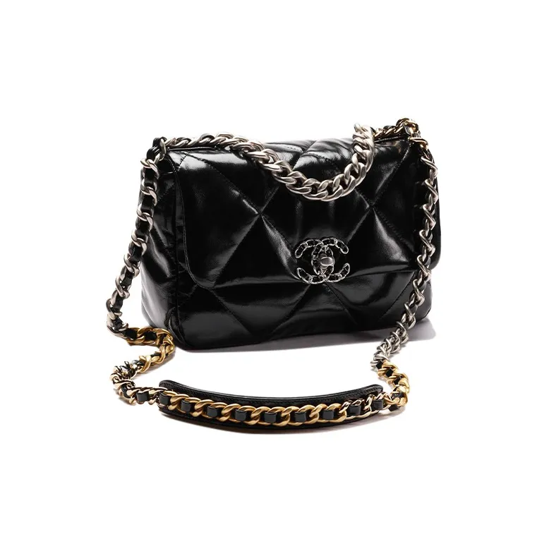 CHANEL 22K Fall And Winter 19Bag Calfskin Handbag, Shoulder Bag, Crossbody Bag Medium Size Women's Black-1
