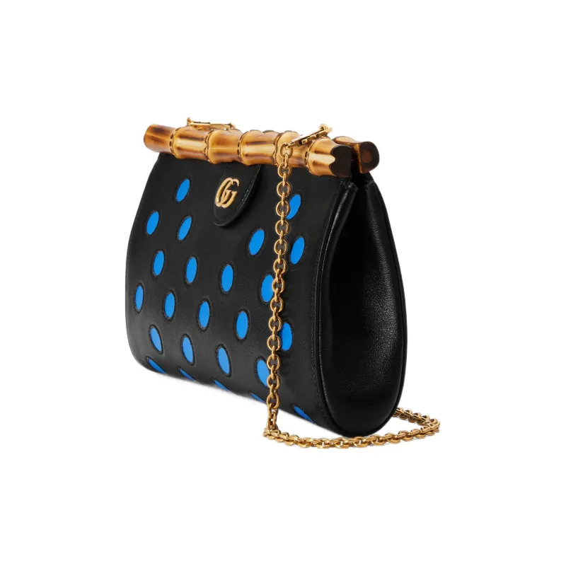 GUCCI Diana Leather Clutch Women's Black/Blue-1