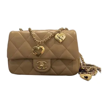 CHANEL Sheepskin Shoulder Bag Crossbody Bag Mini Women's Brown
