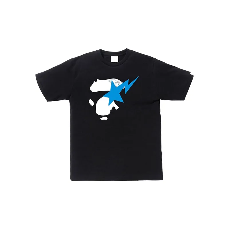 A BATHING APE Space Camo Ape Face On Bapesta Tee-1