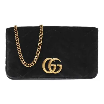 GUCCI GG Marmont Velvet Shoulder Bag Crossbody Bag Mini Women's Black