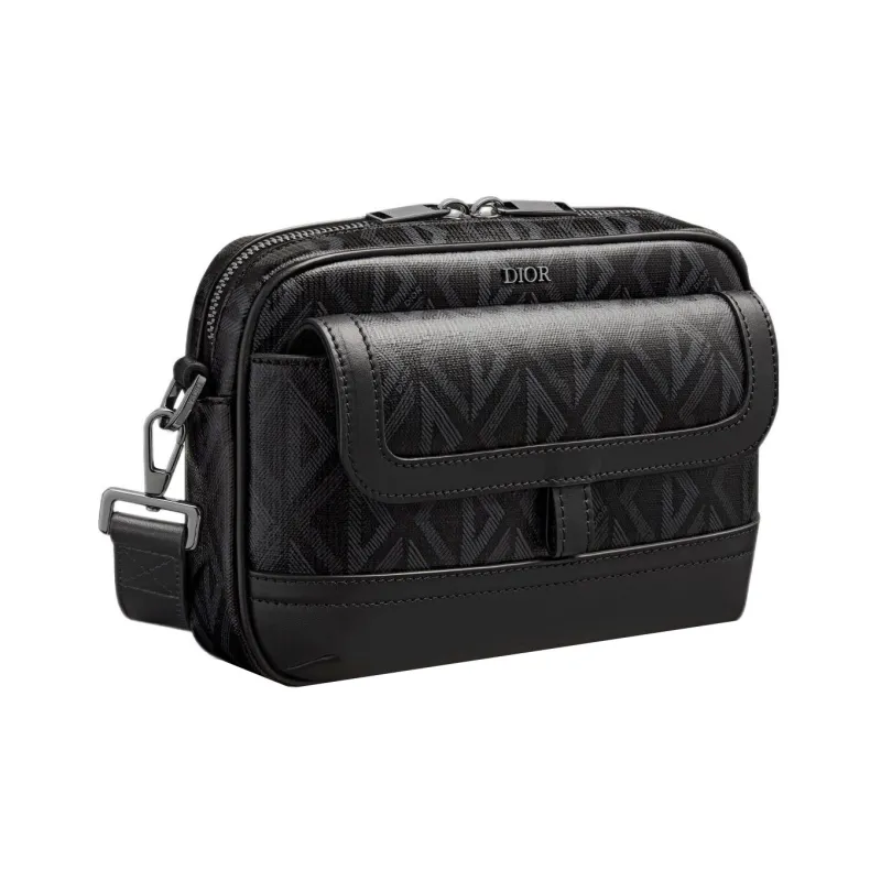 DIOR Hit The Road Canvas With Smooth Cow Leather Messenger Bag Shoulder Bag Crossbody Bag Men's Black-1