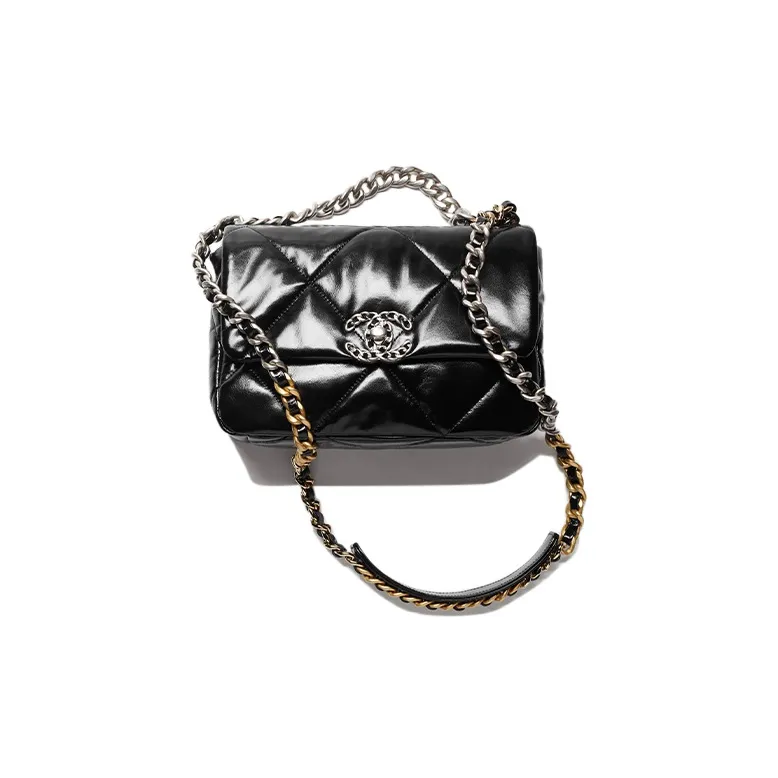 CHANEL 22K Fall And Winter 19Bag Calfskin Handbag, Shoulder Bag, Crossbody Bag Medium Size Women's Black-0