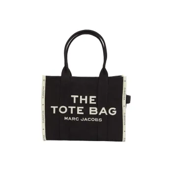 MARC JACOBS The Traveler Cotton Tote Bag, Shopping Bag, Handbag, Shoulder Bag Large Size Women's Black
