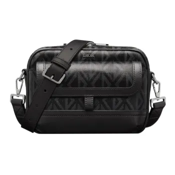 DIOR Hit The Road Canvas With Smooth Cow Leather Messenger Bag Shoulder Bag Crossbody Bag Men's Black