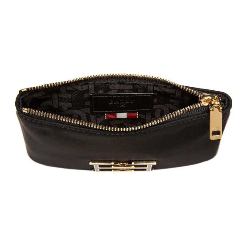 BALLY Recycled Nylon With Cow Leather Card Holder Clutch Wallet Women's Black-2