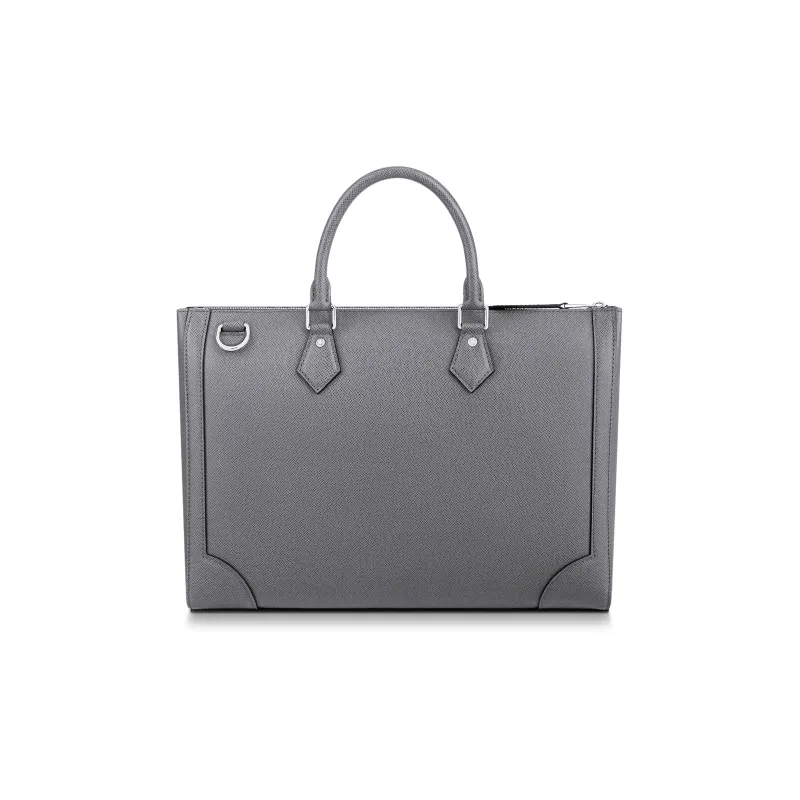LOUIS VUITTON Taïga Cow Leather Portable One Shoulder Crossbody Briefcases Men's Gray-2
