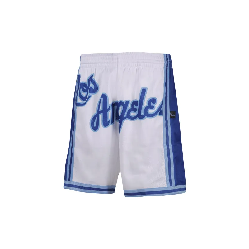 Mitchell Ness Basketball Shorts Unisex Blue With White Lettering-4