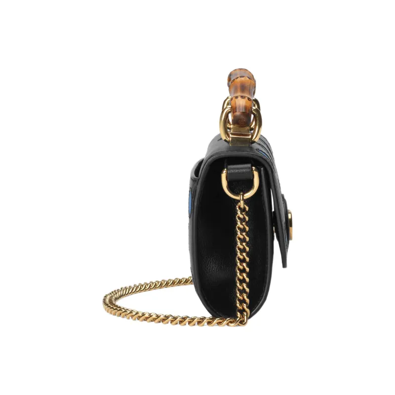 GUCCI Diana Leather Small Square Bag Handbag Shoulder Bag Crossbody Bag Mini Women's Black/Blue-3