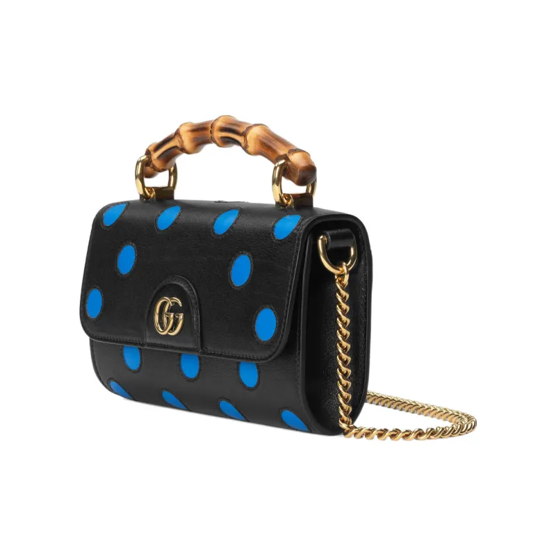 GUCCI Diana Leather Small Square Bag Handbag Shoulder Bag Crossbody Bag Mini Women's Black/Blue-2