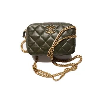 CHANEL 22K Autumn And Winter Lambskin Camera Bag Shoulder Bag Crossbody Bag Mini Women's Khaki
