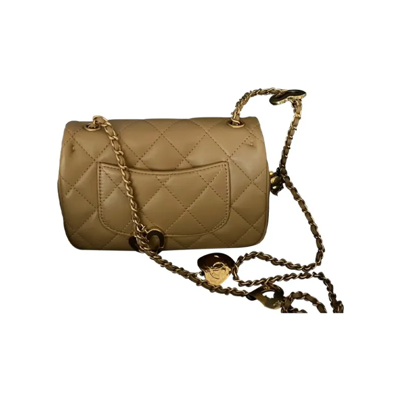 CHANEL Classic Flap CF Sheepskin Shoulder Bag, Crossbody Bag Mini Women's Brown-1