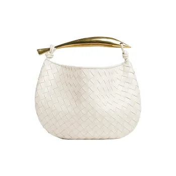 Bottega Veneta Sardine Intrecciato Top Handle Small Chalk