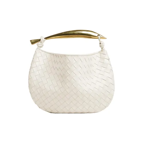 Bottega Veneta Sardine Intrecciato Top Handle Small Chalk