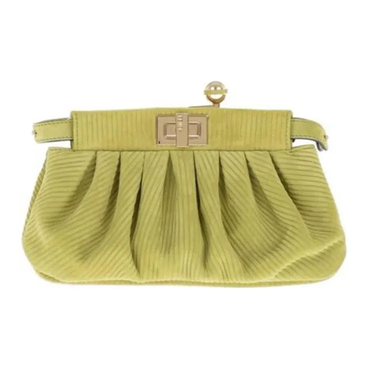 FENDI Suede Suede Shoulder Bag Crossbody Bag Mini Women's Green-1