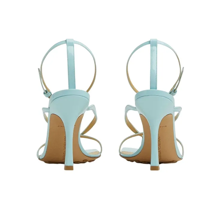 Bottega Veneta Stretch One Strap Sandals 9cm Women's Light Blue-4