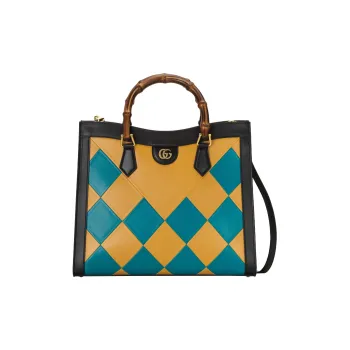 GUCCI Diana Leather Tote Bag Shopping Bag Shoulder Bag Crossbody Bag Handbag Women's Yellow/Black/Blue