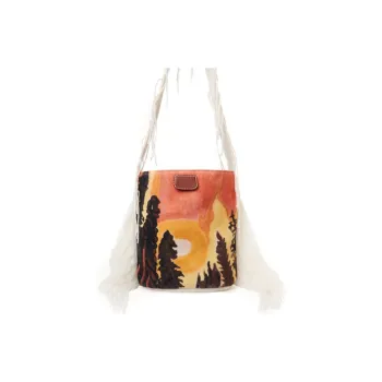 Chloe Wool Knitted Nappa Lambskin Bucket Crossbody Bag Shoulder Bag Women's White