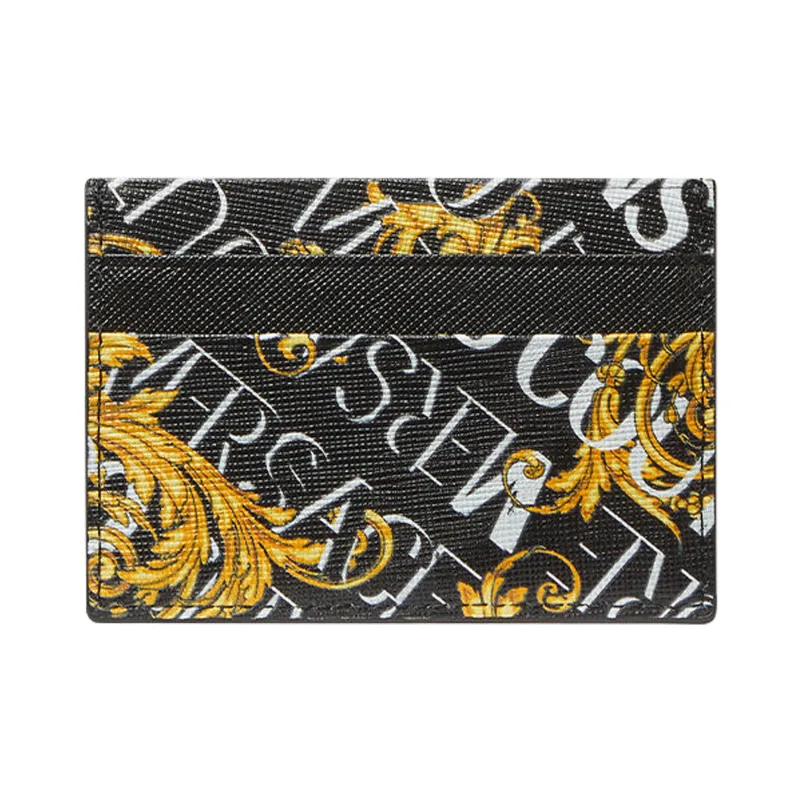 VERSACE JEANS COUTURE Calfskin Card Holder Men's Black-1