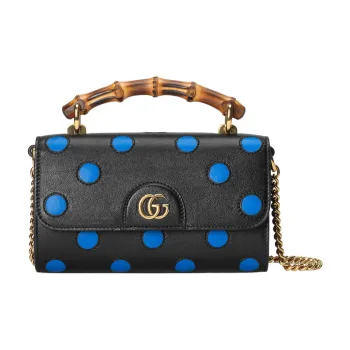 GUCCI Diana Leather Small Square Bag Handbag Shoulder Bag Crossbody Bag Mini Women's Black/Blue