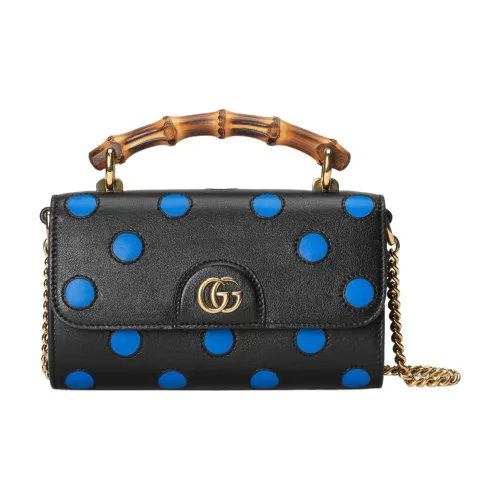 GUCCI Diana Leather Small Square Bag Handbag Shoulder Bag Crossbody Bag Mini Women's Black/Blue