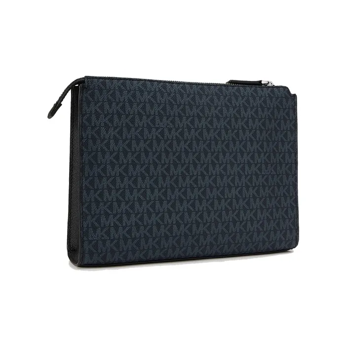 MICHAEL KORS MK Cooper Artificial Leather Clutch Medium Size Men's Marine Blue & Black-1