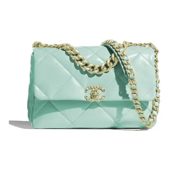 CHANEL 19Bag Sheepskin Handbag Shoulder Bag Crossbody Bag Medium Size Women's Mint Green