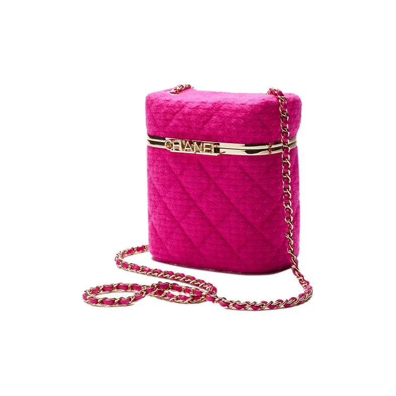 CHANEL 22K Autumn And Winter Cashmere Twill Soft Woolen Shoulder Bag, Crossbody Bag, Makeup Bag Trumpets Women's Pink-1