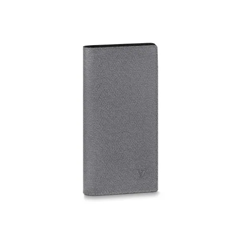 LOUIS VUITTON Brazza Taïga Cow Leather Wallet Men's Gray
