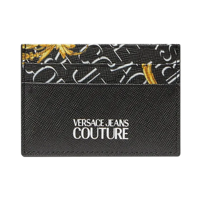 VERSACE JEANS COUTURE Calfskin Card Holder Men's Black-0