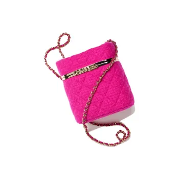 CHANEL 22K Autumn And Winter Cashmere Twill Soft Woolen Shoulder Bag, Crossbody Bag, Makeup Bag Trumpets Women's Pink