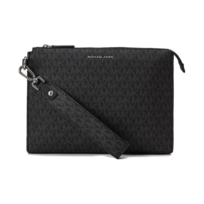 MICHAEL KORS MK Cooper Artificial Leather Clutch Medium Size Men's Black-0