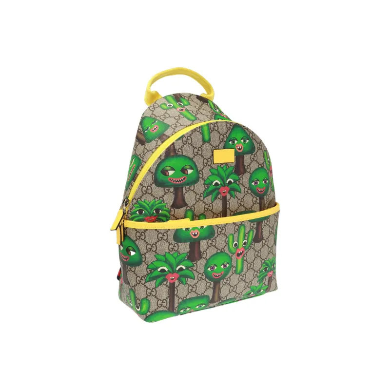 GUCCI Canvas Backpack Kids' Ebony/Yellow/Green-1