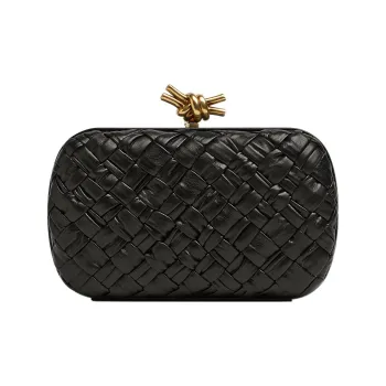Bottega Veneta Knot Foulard Intrecciato Minaudiere Black