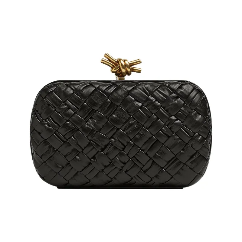 Bottega Veneta Knot Foulard Intrecciato Minaudiere Black-0