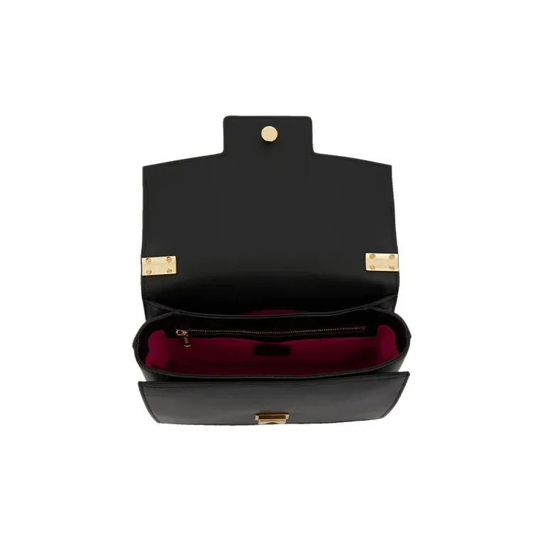 LANCEL Cow Leather Crossbody Bag Shoulder Bag Women's Black-6