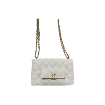 CHANEL WOC Leather 2-in-1 Pocket Bag Chain Shoulder Bag Crossbody Bag Regular Women's White