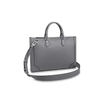 LOUIS VUITTON Taïga Cow Leather Portable One Shoulder Crossbody Briefcases Men's Gray