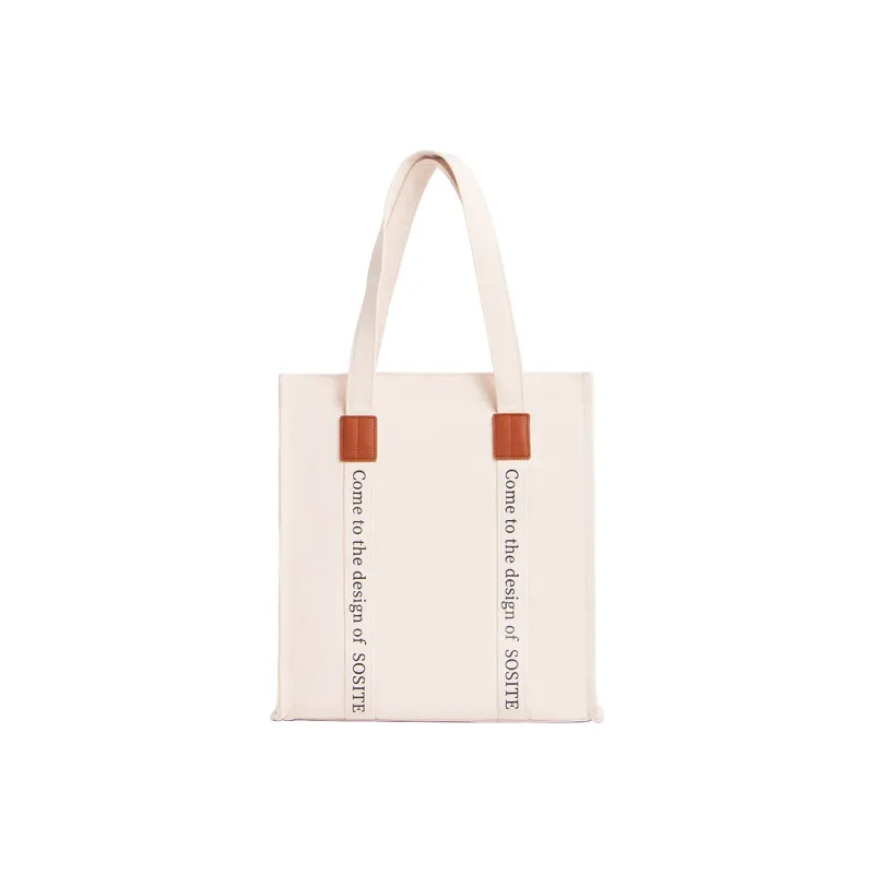 SOSITE Canvas Bag, Tote Bag, Shopping Bag, Commute Bag, Shoulder Bag Women's Ecru-3