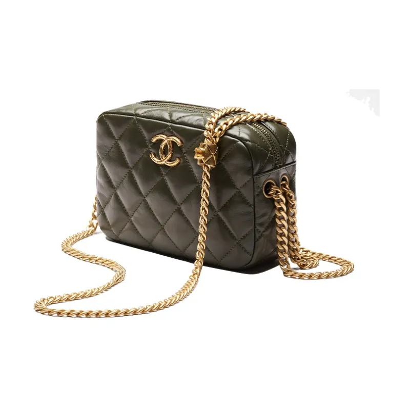 CHANEL 22K Autumn And Winter Lambskin Camera Bag Shoulder Bag Crossbody Bag Mini Women's Khaki-1
