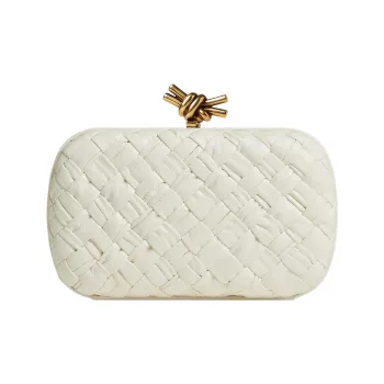 Bottega Veneta Knot Foulard Intrecciato Minaudiere Bone