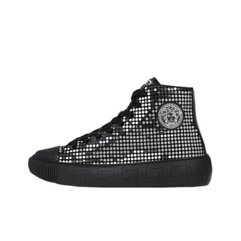 VERSACE Greca High Top Stylish Skateboarding Shoes Women's Black