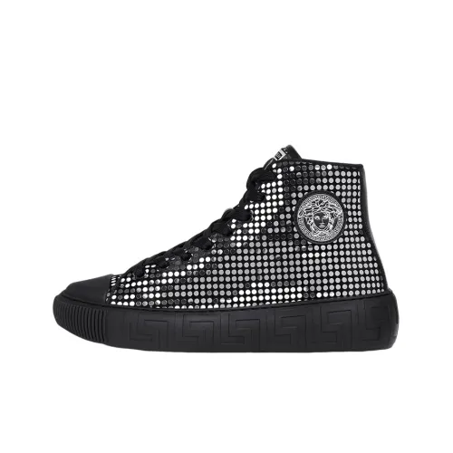 VERSACE Greca pulsar Top Stylish Skateboarding Shoes Women's Black