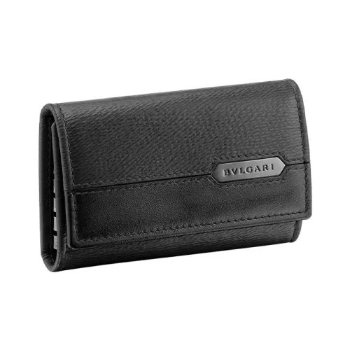 BVLGARI SERPENTI Calfskin Key Pouch Men's Black